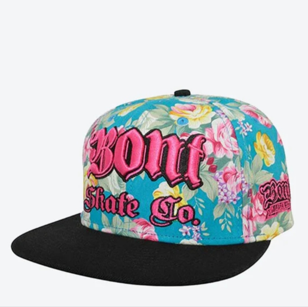 Bont Skate Co. Floral Embroidered Snapback Hat One Size Fits Most